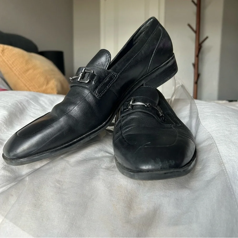 M Black Cole Haan Essentials Leather Bit Buckle Loafers Size 9.5 |F21